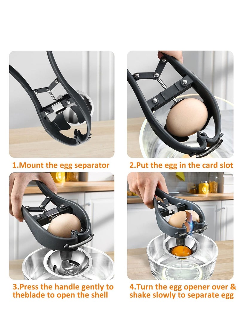 SYOSI Egg Cracker Egg Separator Tool, Handheld Egg Opener with Egg Yolk White Separator Food Grade Eggshell Cutter Creative Kitchen Gadgets  - Image 4