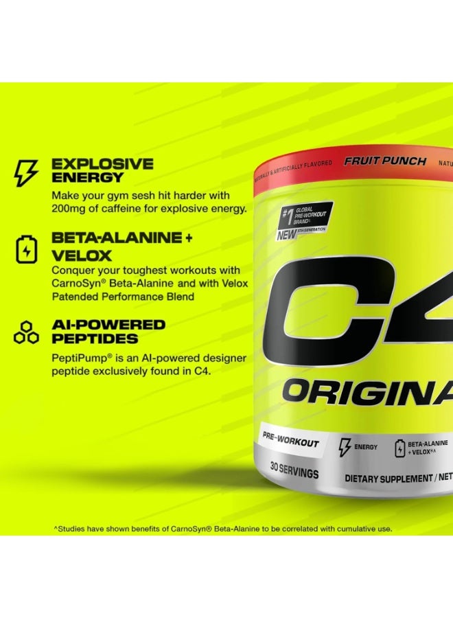 سي4 مسحوق Cellucor C4 Original المخصص للاستخدام قبل التمرين، بنكهة "فروت بانش" (مزيج الفواكه)، 30 حصة (285 جم) - Image 5