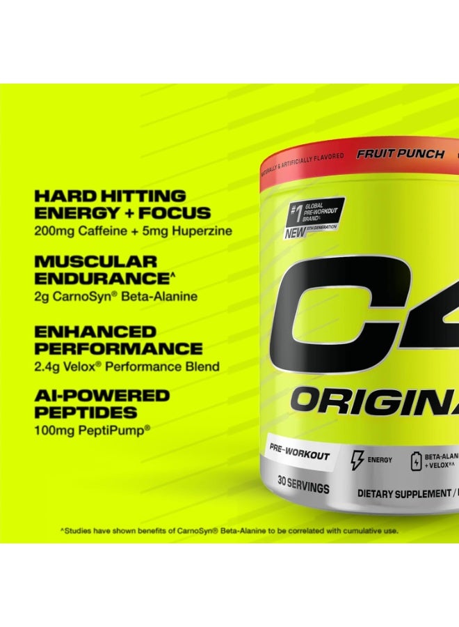 سي4 مسحوق Cellucor C4 Original المخصص للاستخدام قبل التمرين، بنكهة "فروت بانش" (مزيج الفواكه)، 30 حصة (285 جم) - Image 4