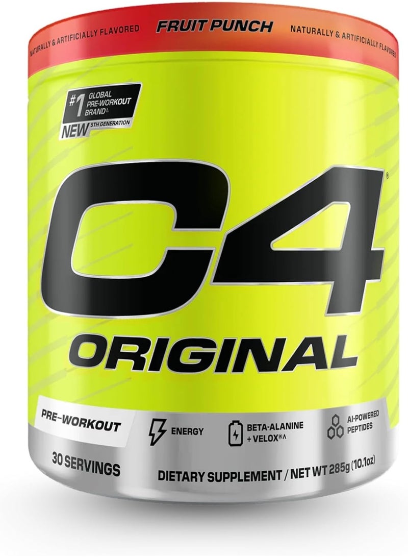 سي4 مسحوق Cellucor C4 Original المخصص للاستخدام قبل التمرين، بنكهة "فروت بانش" (مزيج الفواكه)، 30 حصة (285 جم) - Image 1