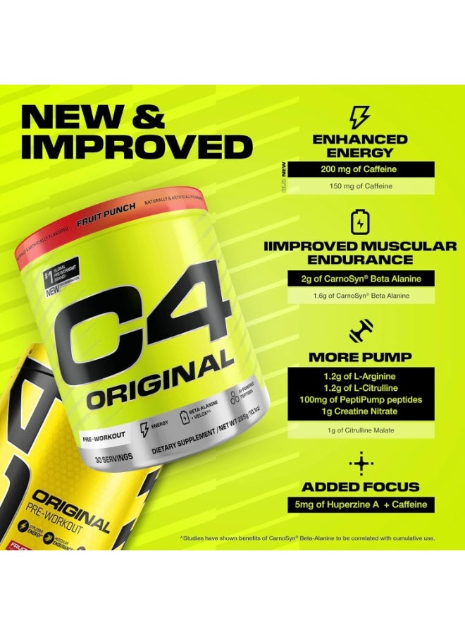سي4 مسحوق Cellucor C4 Original المخصص للاستخدام قبل التمرين، بنكهة "فروت بانش" (مزيج الفواكه)، 30 حصة (285 جم) - Image 3