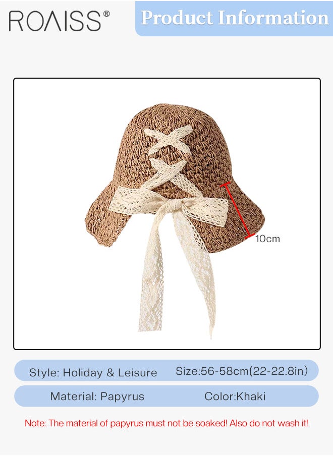 Women's Lace Strap Straw Hat, Foldable Breathable Wide Brim Sun Hat with Bow Decoration for Summer Beach Seaside Vacation Fashion Accessories - pzsku/Z55FB786A128A1D3252A9Z/45/_/1720776845/8bb011a1-7d1b-4f11-bb96-18aa9ae30b50