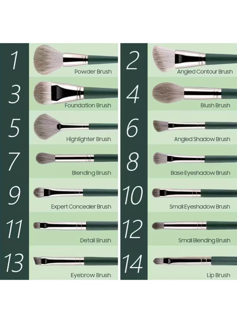 ZedAura 14 Pcs Professional Makeup Brush Set Essential Cosmetic Brushes for Face & Eyes Ultra-Soft Synthetic Fur Bristles for Foundation, Eye Shadow, Blush & Blending - Image 3