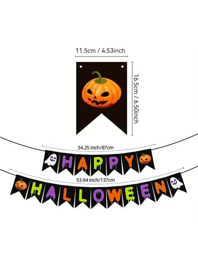 4pcs Halloween Party Decorations Banner Happy Halloween Themed Pennant Flags Black Purple Orange Triangle Streamers For Mall Home Atmosphere Enhancement Durable Reusable Indoor Outdoor Lightweight Festive Decor Spooky Holiday Decor Event Supplies - Image 2