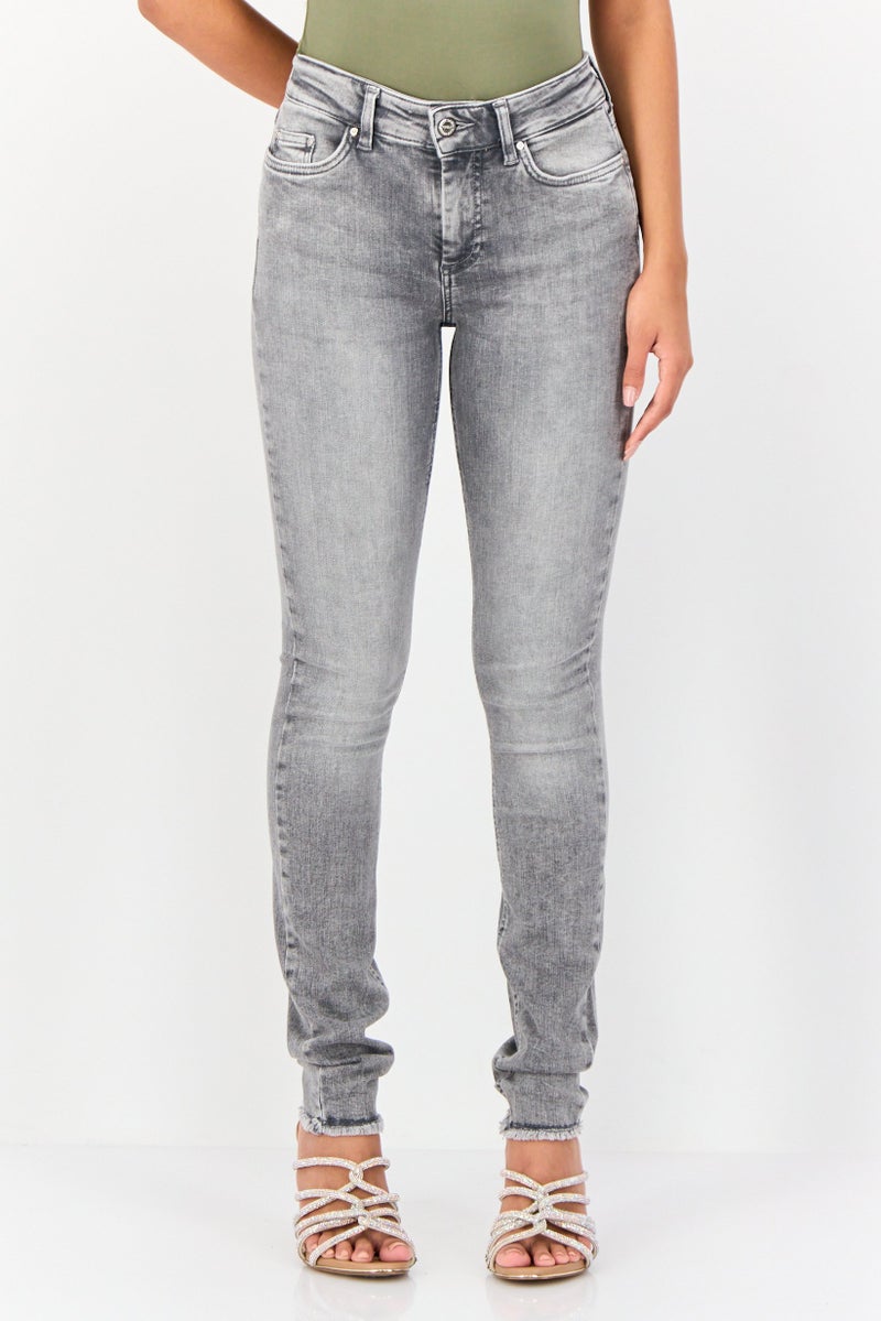 ONLY Women Skinny Fit Stretchable Solid Jeans, Grey - Image 1