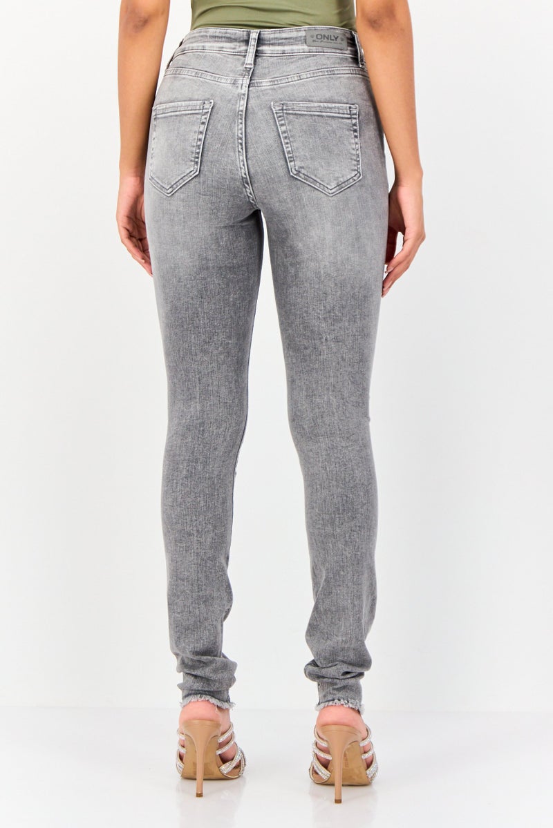 ONLY Women Skinny Fit Stretchable Solid Jeans, Grey - Image 3