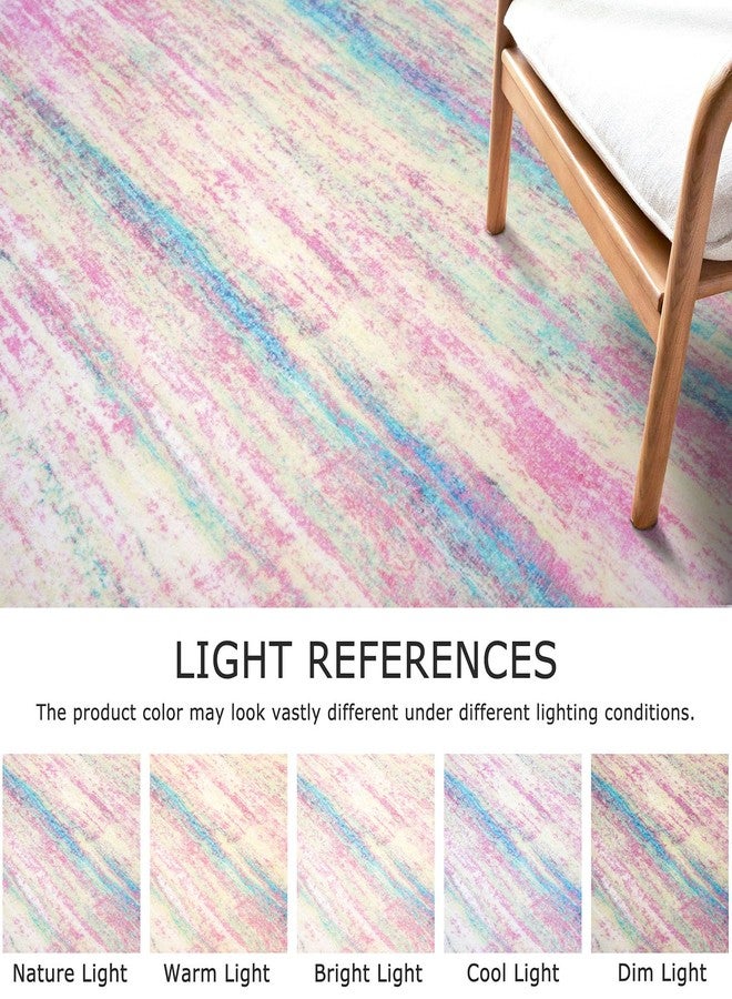 KOZYFLY Modern Abstract Pink 3x5 Area Rug Washable Girls Kids Bedroom Rug Throw Entry Mat Non-Slip Carpet Dining Room Rug with Soft Low Pile for Living Room Kitchen Bath Office - Image 3