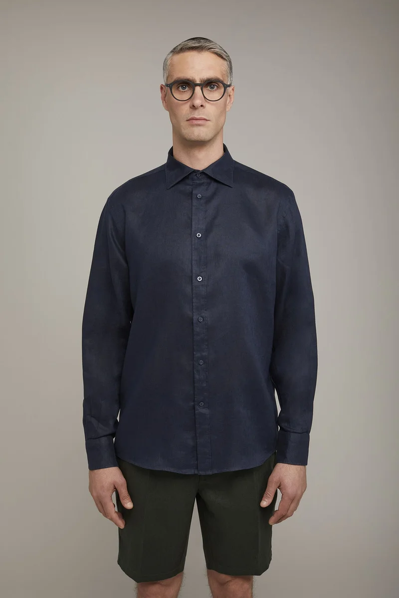 Doppelganger  Men's casual shirt classic collar 100% - DK Blue for Men | Best Price UAE