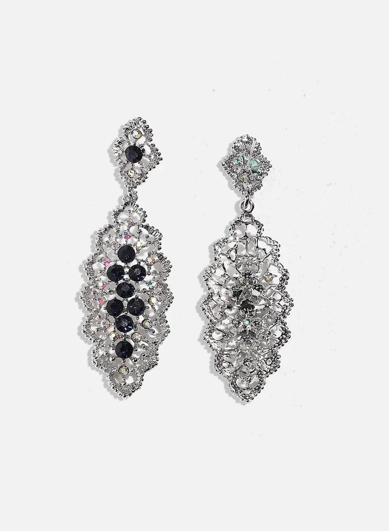 SOHI Rhinestone Textured Artificial Drop Earring Jewellery