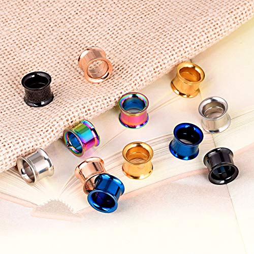Longbeauty 6 Pair Stainless Steel Screwe Flesh Tunnel Expander Eer Plug Gauge Earlets 6 Colors 5MM - Image 3