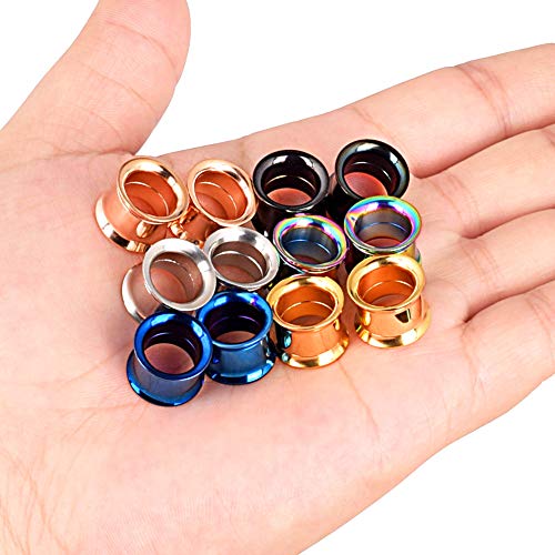 Longbeauty 6 Pair Stainless Steel Screwe Flesh Tunnel Expander Eer Plug Gauge Earlets 6 Colors 5MM - Image 2