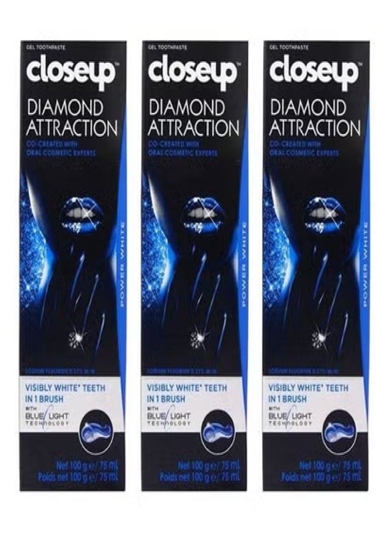Close Up 3 Pieces Of Closeup Diamond Attraction Gel Toothpaste 3  X 100 g - Image 1