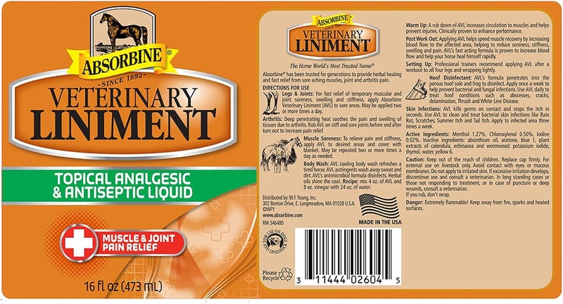 Absorbine Veterinary Liniment Topical Analgesic & Antiseptic Liquid - 16 Oz - Image 2