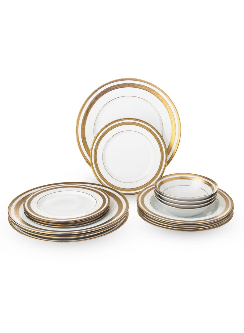 دانيا طقم سفرة 16 قطعة 4 أشخاص بورسلان نقش ذهبي - Image 4