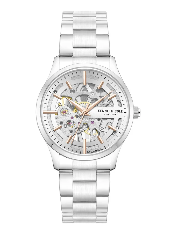 Kenneth Cole New York Kenneth Cole New York 34.5mm Automatic Women's Watch with Silver Dial & Stainless Steel Bracelet