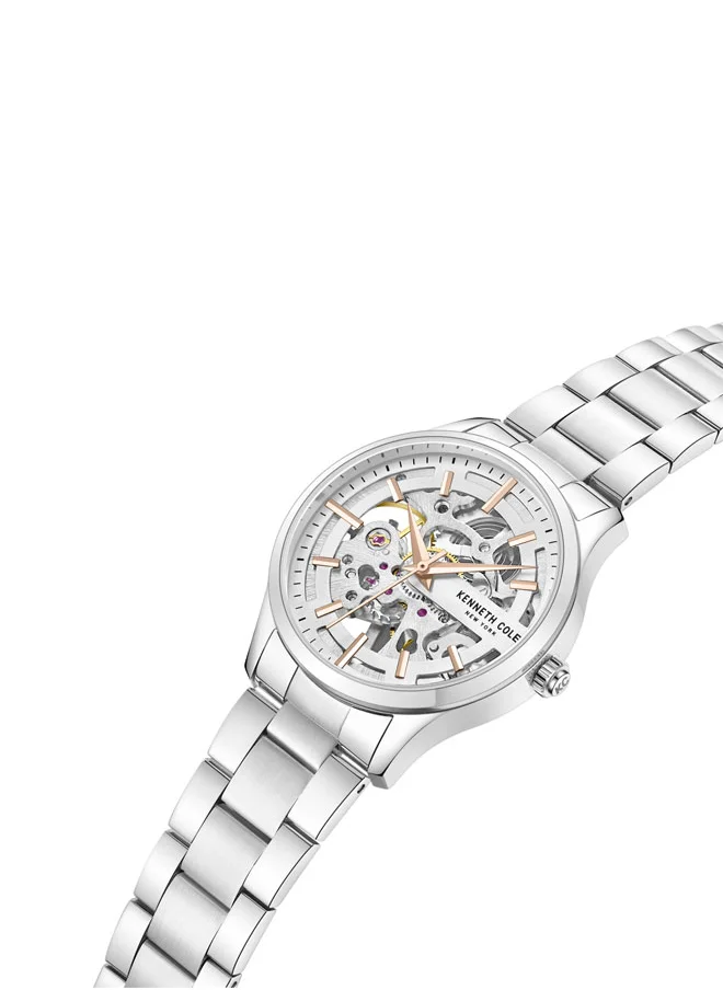 Kenneth Cole New York Kenneth Cole New York 34.5mm Automatic Women's Watch with Silver Dial & Stainless Steel Bracelet