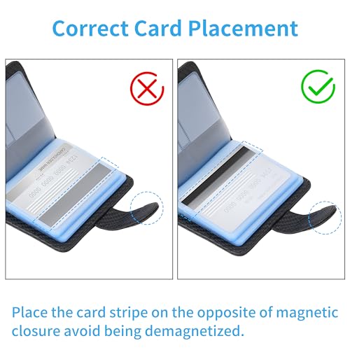 Wisdompro Credit Card Holder, Slim Leather RFID Blocking Wallet Debit Card Protector Organizer Case (20 Card & 7 Memory Card Slots)-Vertical Microfiber Black - Image 4