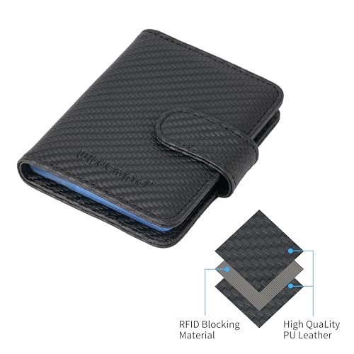 Wisdompro Credit Card Holder, Slim Leather RFID Blocking Wallet Debit Card Protector Organizer Case (20 Card & 7 Memory Card Slots)-Vertical Microfiber Black - Image 2