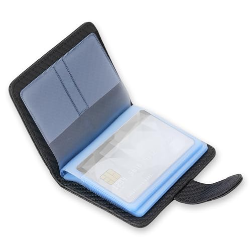 Wisdompro Credit Card Holder, Slim Leather RFID Blocking Wallet Debit Card Protector Organizer Case (20 Card & 7 Memory Card Slots)-Vertical Microfiber Black - Image 1