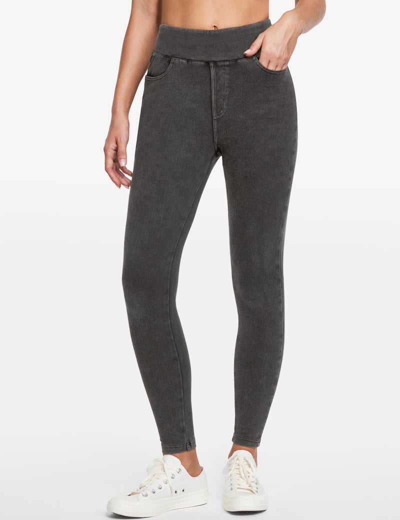 IUGA Stretchy Jeans for Women High Waist Jeggings Tummy Control Skinny Jeans Pull on Leggings with Pockets Trendy Casual(Gray, Medium) - Image 2