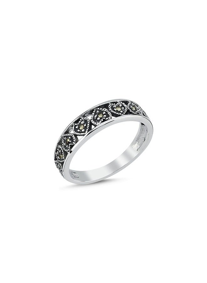 EMNON 925 Silver-Natural Marcasite Ring-High-Quality Jewelry in UAE Dubai 100% Precious Metal Gift for Women-EMNON123RI-R105352 