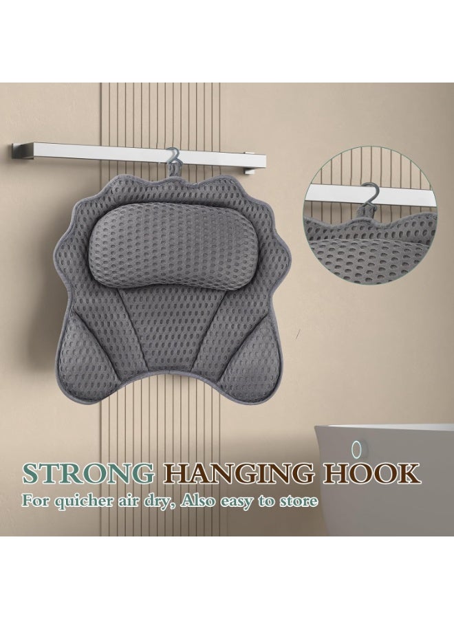 NANAO وسادة استحمام ريفينس الفاخرة بتصميم مريح تدعم الرأس والرقبة والكتف والظهر، وسادات استحمام 4D مع 6 أكواب شفط قوية، تناسب جميع أحواض الاستحمام (رمادي) - Image 5