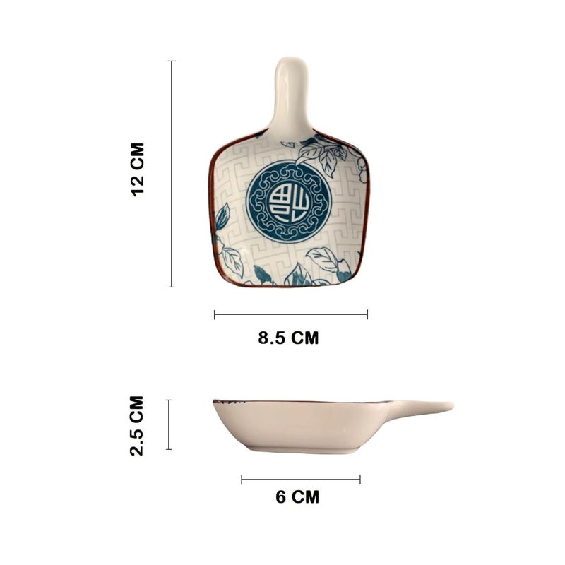 SPOLIK SPOLIK Ceramic Dipping Bowl Sauce Dish Japanese Dipping Bowls SOYA Sauce Bowls Side Serving Dish Mini Dish Small Appetizer Plate with Handle Multicolor Pack of 3  - Image 2