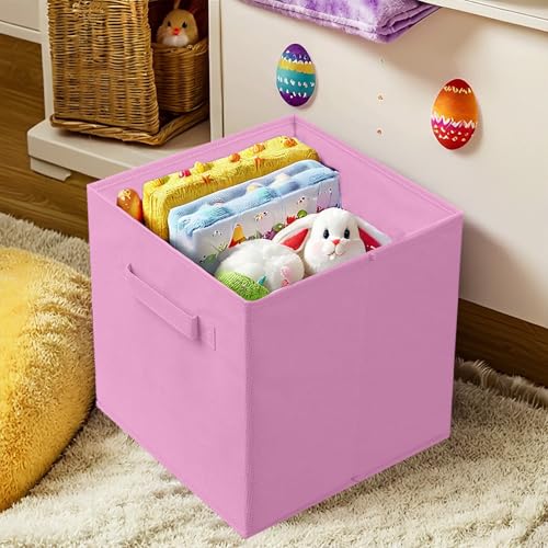 PowerKing Collapsible Storage Cubes with Handles, Fabric Foldable Bins for Closet Shelves, Durable Organization Storage Bins, 10.5'' x 11'' x 10.5'' (Lavender+Light Blue+Pink, 6Pack) - Image 5