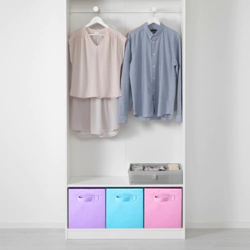 PowerKing Collapsible Storage Cubes with Handles, Fabric Foldable Bins for Closet Shelves, Durable Organization Storage Bins, 10.5'' x 11'' x 10.5'' (Lavender+Light Blue+Pink, 6Pack) - Image 4