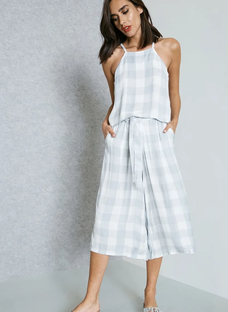 Native Youth Gingham Tie Waist Culottes