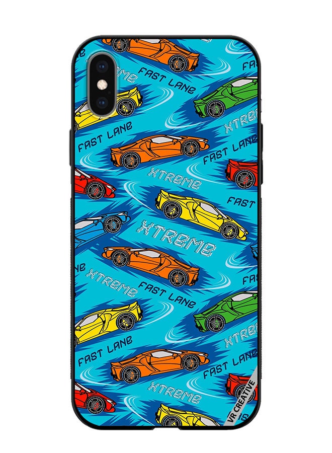 VR CREATIVE Protective Case Cover For Apple iPhone XS Max Abstract Seamless Pattern With Sport Cars Design Multicolour - Image 1