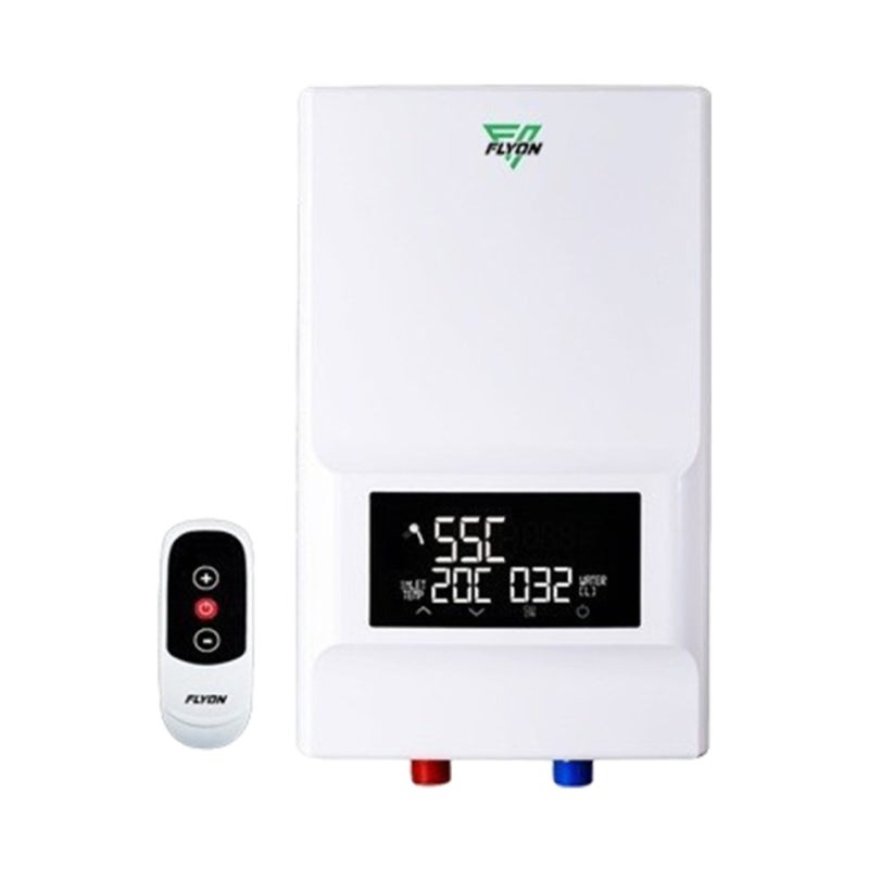 Flyon 13.5KW Premium Instant Water Heater, Gold/White Remote control - Image 1