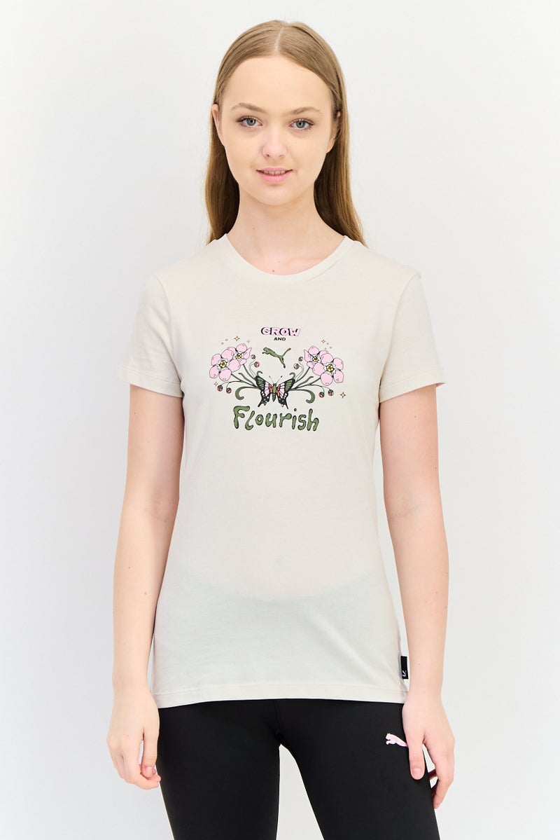 PUMA Women Sportswear Fit Short Sleeve Outdoor T-shirt, Cream - Image 1