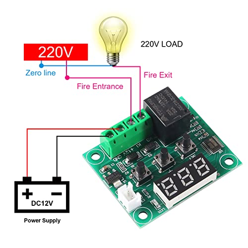 AEDIKO W1209 DC 12V Digital Temperature Controller Board Blue Digital Display Thermostat -50-110°C Electronic Temperature Temp Control Module Switch with Waterproof Case (1-Pack) - Image 3