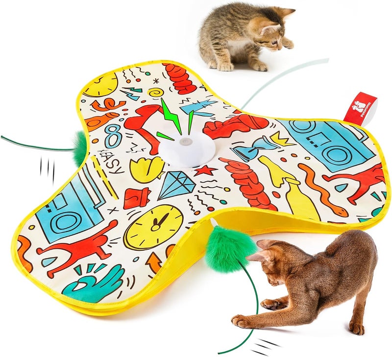 Potaroma Hide and Seek Interactive Cat Toy - Moving Feather Wand, Automatic Indoor Exercise  Kicker - Image 2