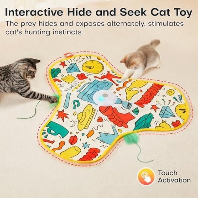 Potaroma Hide and Seek Interactive Cat Toy - Moving Feather Wand, Automatic Indoor Exercise  Kicker - Image 4