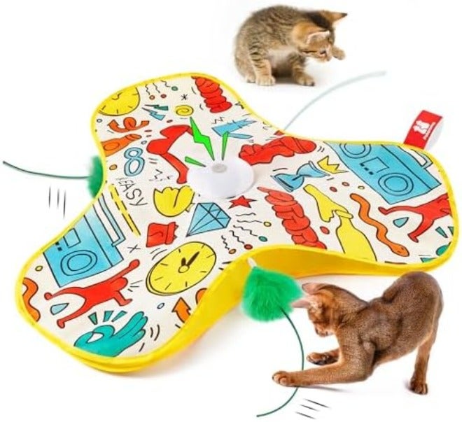 Potaroma Hide and Seek Interactive Cat Toy - Moving Feather Wand, Automatic Indoor Exercise  Kicker - Image 3
