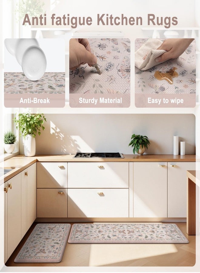 LEEVAN Anti Fatigue Mats for Kitchen Floor Non-Slip, Cushioned Kitchen Mats for Floor 2 Piece, Pink Memory Foam Kitchen Mat Set, Waterproof Ergonomic Standing Mat for Bar, Office,Desk, Laundry - Image 3