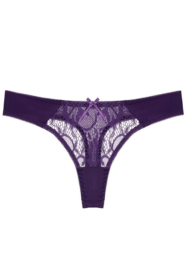 Solid Color Lady Panty Women's Lace Briefs Purple