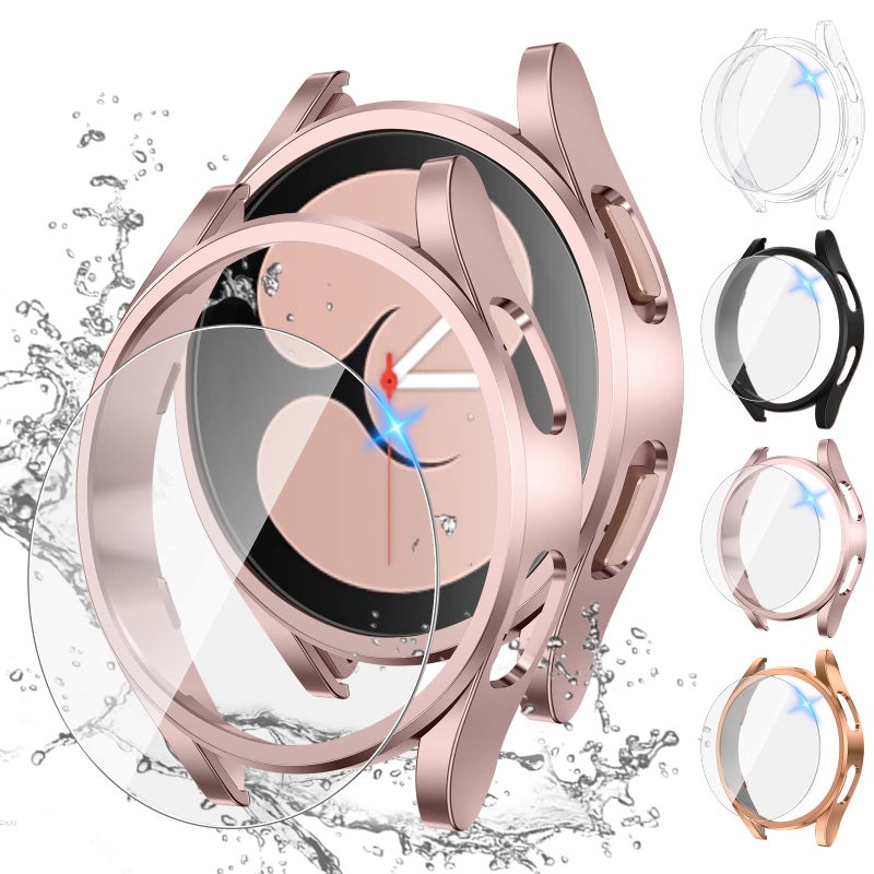 Tensea Multipack for Samsung Galaxy Watch 5 44mm 2022 / Galaxy Watch 4 44mm 2021 Screen Protector Case Accessories, Hard PC Bumper/HD Anti-Fog Tempered Glass Protective Film, Face Cover Set - Image 1
