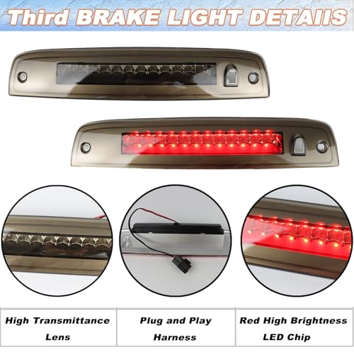 KEEGTBOX High Mount Stop Light LED Third Brake Light Assemblies Compatible with Ford Expedition 2003-2016 /Lincoln Navigator 2003-2016 Rear LED Brake Lamp (Smoke Lens) - Image 4