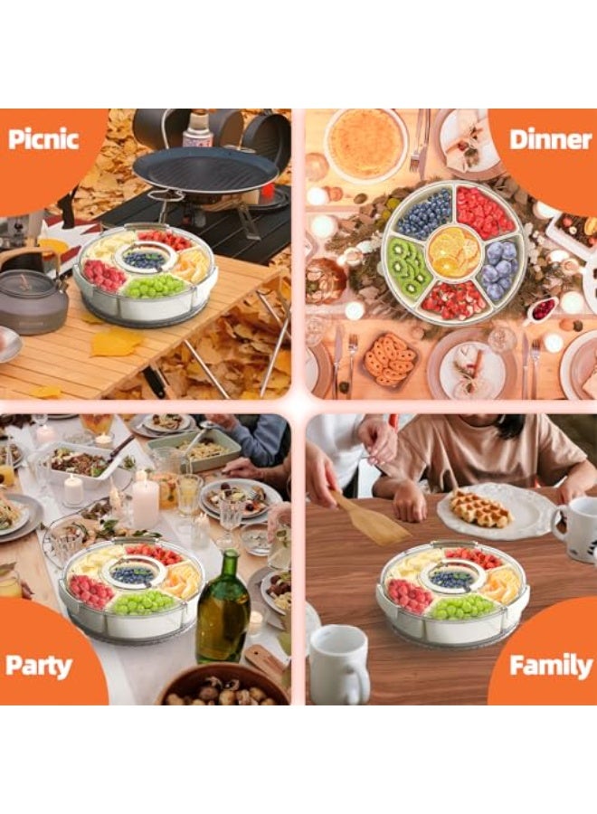 Aideli Divided Stackable Snack Box & Food Container with Lid & Handle – Rotating Fruit, Candy & Veggie Organizer for Kitchen, Party, Travel, and Picnic - Image 5