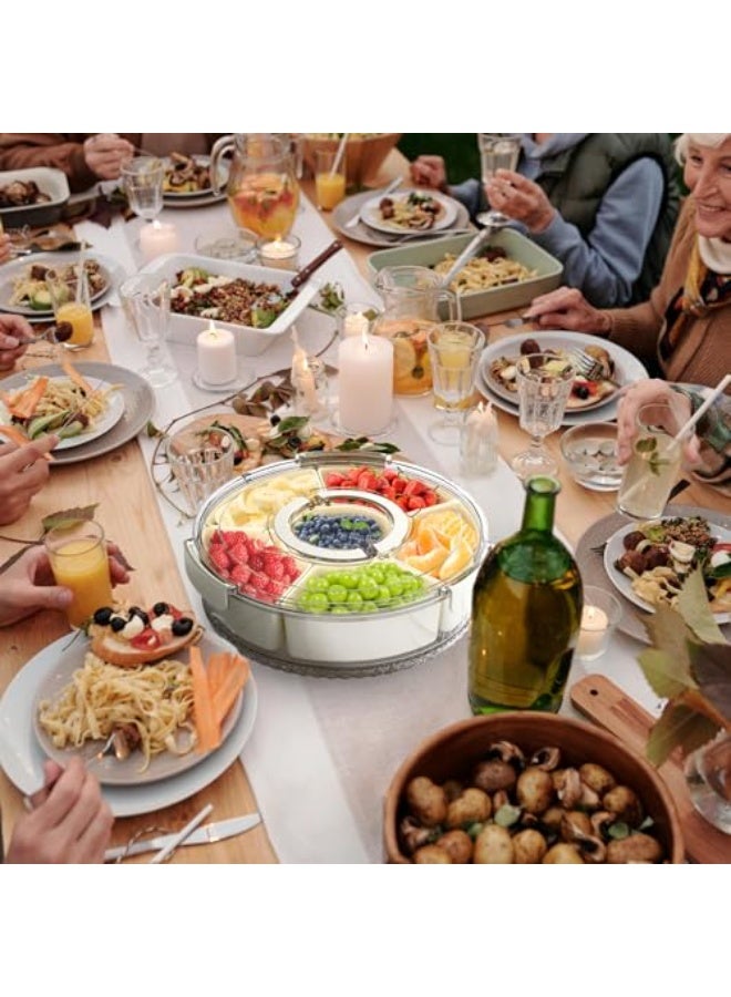 Aideli Divided Stackable Snack Box & Food Container with Lid & Handle – Rotating Fruit, Candy & Veggie Organizer for Kitchen, Party, Travel, and Picnic - Image 4