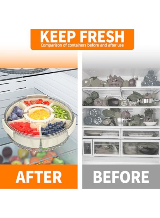 Aideli Divided Stackable Snack Box & Food Container with Lid & Handle – Rotating Fruit, Candy & Veggie Organizer for Kitchen, Party, Travel, and Picnic - Image 2