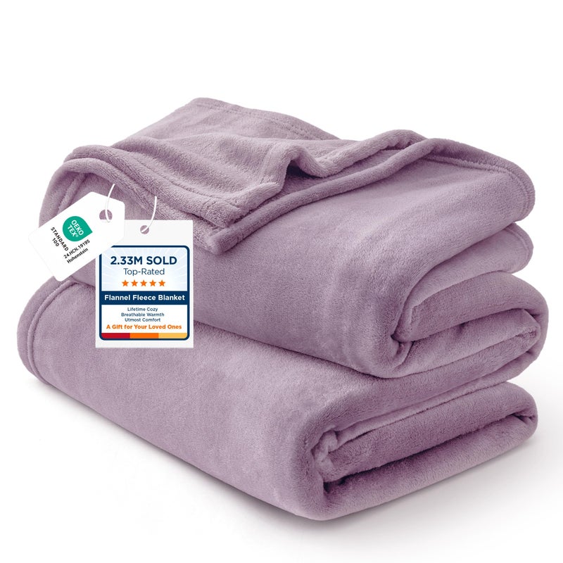 Bedsure GentleSoft Fleece Bed Blankets Queen Size Fog Purple - Soft Lightweight Plush Fuzzy Cozy Luxury Blanket Microfiber, 90x90 inches - Image 1