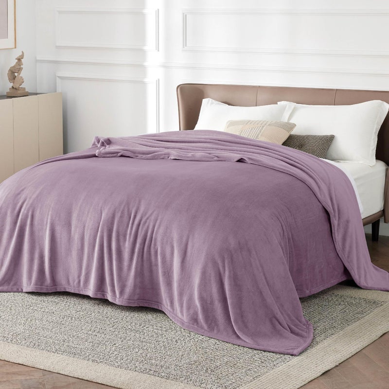Bedsure GentleSoft Fleece Bed Blankets Queen Size Fog Purple - Soft Lightweight Plush Fuzzy Cozy Luxury Blanket Microfiber, 90x90 inches - Image 2