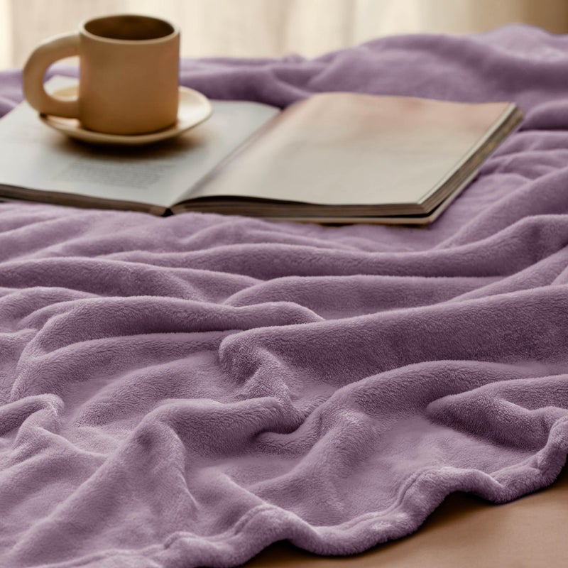 Bedsure GentleSoft Fleece Bed Blankets Queen Size Fog Purple - Soft Lightweight Plush Fuzzy Cozy Luxury Blanket Microfiber, 90x90 inches - Image 5