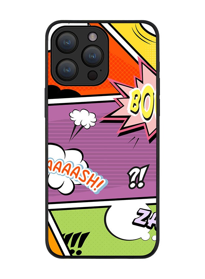 Stylizedd Cover for iPhone 15 Pro Case Rugged Black Slim fit Soft Flexible Anti Drop TPU Gel Thin Protective Phone Cases - Comic Strip - Image 1