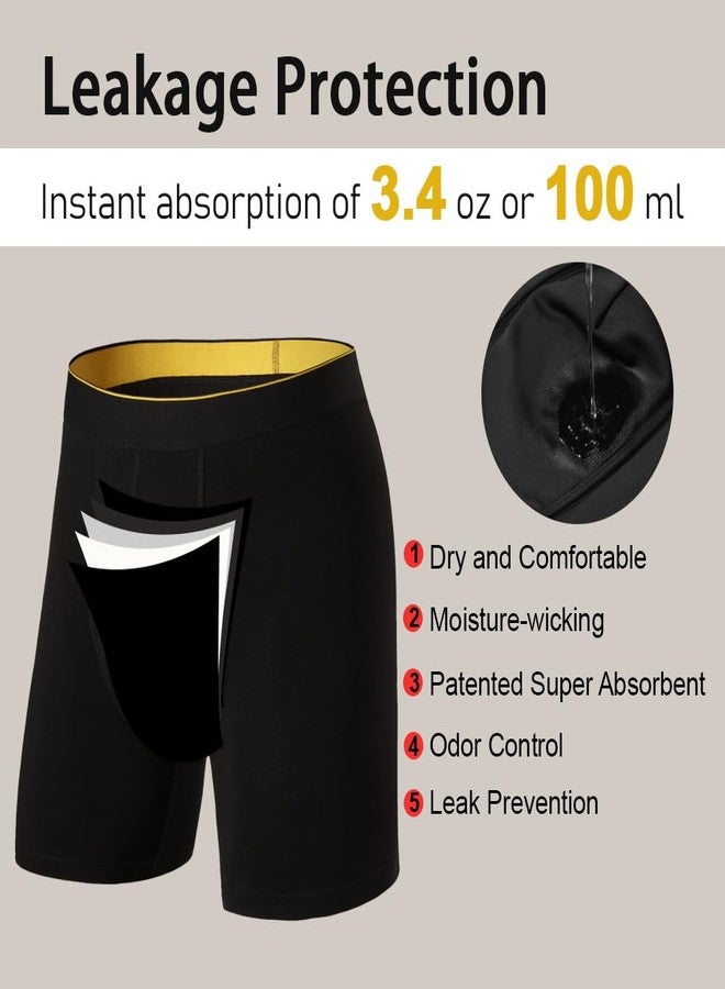 BATTEWA Full Coverage Incontinence Underwear for Men Overnight Leak Proof Boxer Briefs Protective Underpants for Male Bladder Control Absorbency 100ml, 3Pack (XL, Black - Image 2