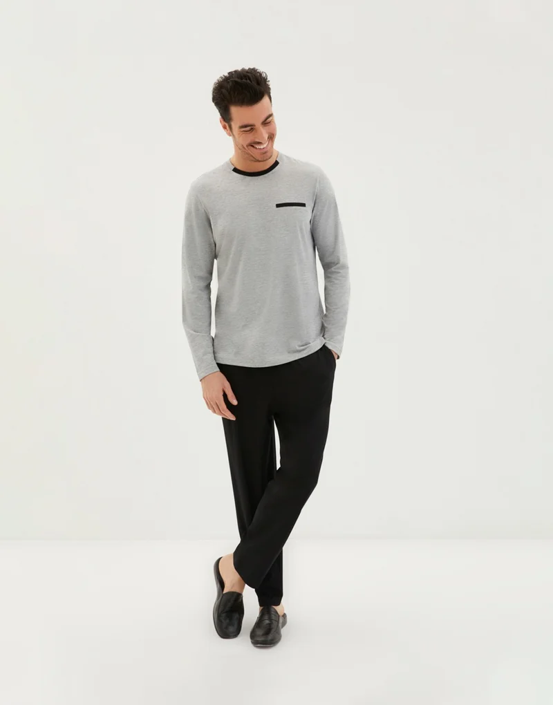 Kiğılı 3-Piece Knitwear Robed Half Crew Neck Pajamas Set